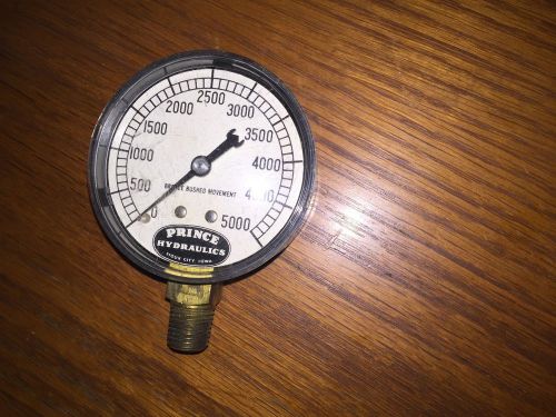 Vintage Prince Hydraulics 5000 PSI PRESSURE GAUGE