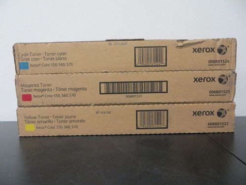 LOT of 3 XEROX 6R1522 6R1523 6R1524 Cyan Magenta Black TONER INK 550 560 570