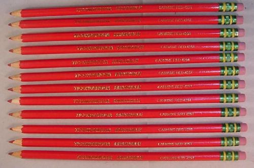 CHECKERS TEACHERS 12 DIXON TICONDEROGA 425T CARMINE RED ERASABLE PENCIL &amp; ERASER