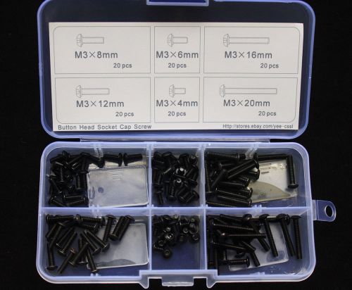 Allen120pcs M3 Cabon Steel Button Head Socket Cap Screw Assortment Kit #134120