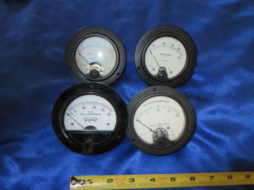 4 WESTON TRIPLETT &amp; GE PANEL METERS! AMPERES, MICRAMPS, MILLIAMPS