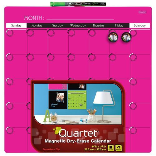 Quartet dry-erase calendar, 14 x 14 inches,1-month design, neon pink for sale