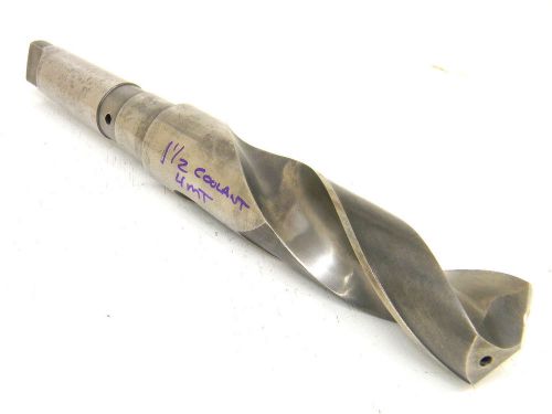 USED NACHI JAPAN 1-1/2&#034; TAPER SHANK COOLANT TWIST DRILL #4MT 1.50&#034;