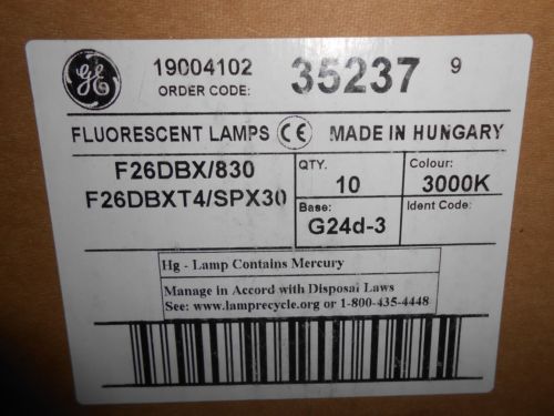 (10) GE F26DBX/830 F26DBXT4/SPX30/2PIN 35237 26W 2PIN BIAX FLUORESCENT LAMPS