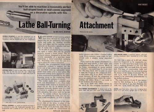 HOW TO MAKE A LATHE BALL-TURNING ATTACHMENT PLANS ORIGINAL