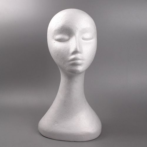 White Swan Neck Polystyrene Mannequin Head Retail Display Wig Hat 50cm