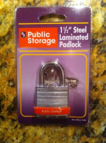 NEW PUBLIC STORAGE 1-1/2&#034; HARDENED STEEL LAMINATED PADLOCK