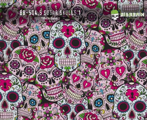 3 m (10 ft) Sugar Skulls Day of Dead Hydrographics Film Big Brain Hydro 50 cm