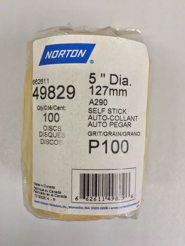 Norton A275 100 Grit Roll Sandpaper Discs 5&#034; Dia. 100ct 49829 USA SHIPPING