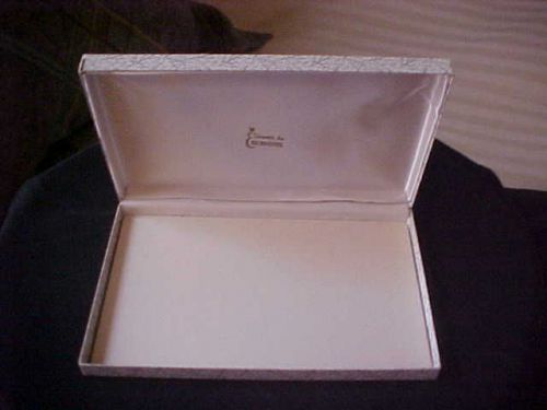 Vintage Jewels by Emmons metal hinged display box satin lined