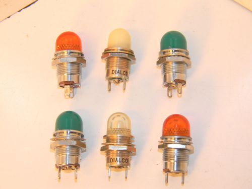 AIRCRAFT AVIONICS INDICATOR LIGHT ASS&#039;Y, LOT OF 6, DIALCO, W/ 14 OR 28 VOLT BULB