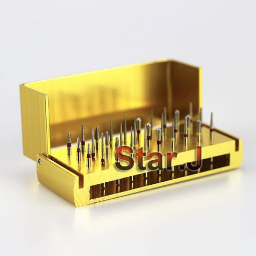 30pcs Dental Diamond FG1.6mm Buffing Burs Polishers+1 Disinfection Holder Block