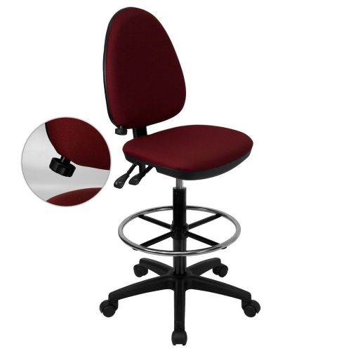 Lot of 11 Mid-Back Burgundy Fabric Multi-Functional Ergonomic Office Draft Stool