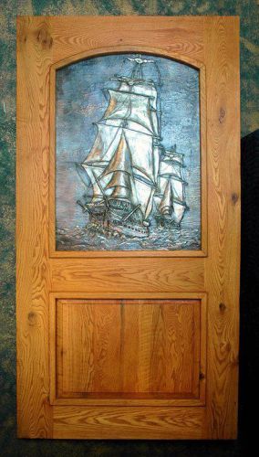 Oak Door with Metal Inlays/ Handcrafted