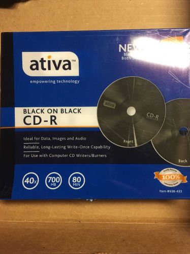 5PK Ativa Black On Black CD-R 40x 700MB 80Min 632-220