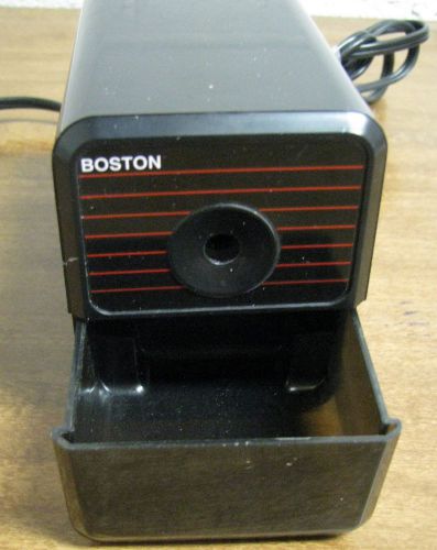 VTG BOSTON HUNT BLACK RED STRIPES ELECTRIC PENCIL SHARPENER MODEL18 USA WORKS