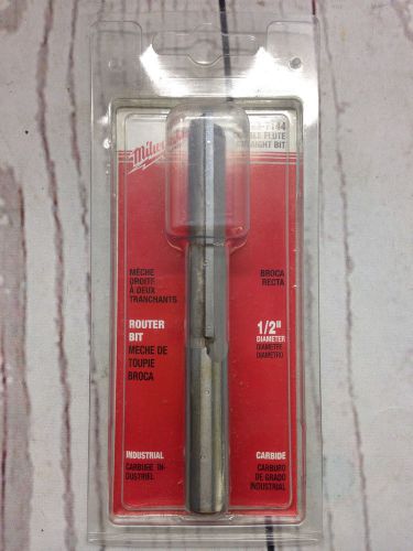 Milwaukee Router Bit 1/2&#034; Double Flute Straight 48-23-7144 Carbide Industrial