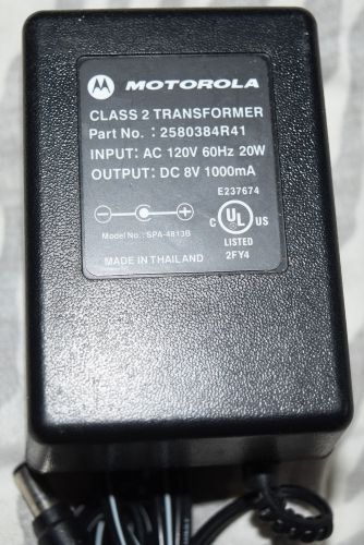 MOTOROLA AC ADAPTOR model SPA-4813B p/n 2580384R41 8VDC 1000mA output