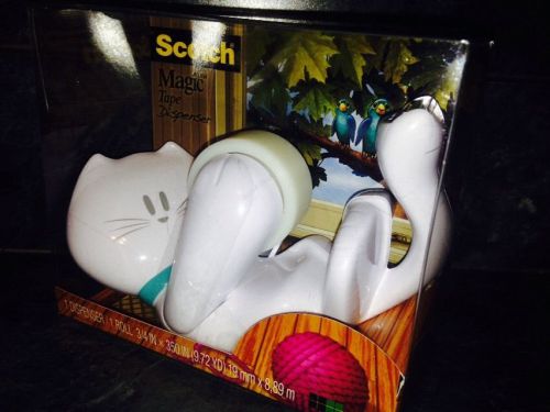 SCOTCH KITTY CAT Magic Tape Dispenser WHITE NICE