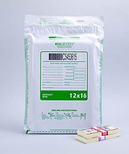 Tamper Evident Deposit Bags, 12 x 16 White, Item#DBSH12161W