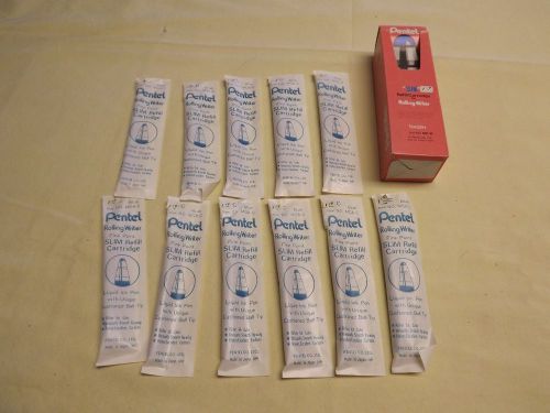 Pentel Slim Rolling Writer Refill Cartridge BLUE (MG8-C) 11 Pack NOS FINE POINT