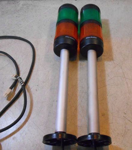 LOT OF 2: Allen Bradley Light Stack Base with Orange &amp; Green Stack Lights