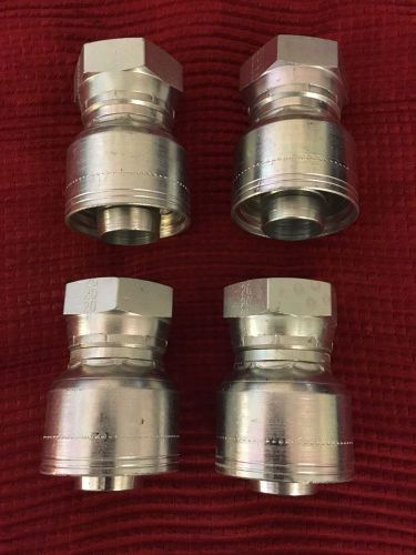 Eaton aeroquip hydraulic fittings: 1 1/4&#034; crimp to 1 1/4&#034; jic - lot of 4 for sale