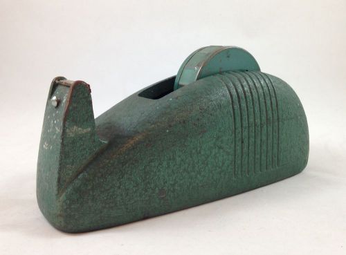 Vintage Minnesota Mining &amp; Mfg Cast Iron Whale Tail Scotch Tape Dispenser Green