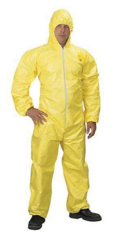 Dupont Tychem QC Hooded Coveralls, Sz. 4XL, Ylw, Qty 12, QC127BYL4X001200,/HT1/R