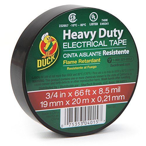Duck brand 393120 heavy duty electrical tape, 0.75-inch x 66-feet, single for sale
