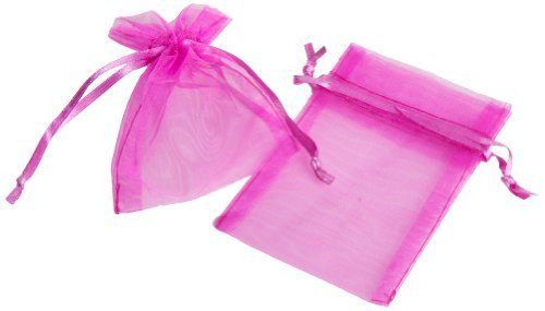 Koyal Wholesale 10-Pack Organza Favor Bags, 5-Inch by 6.5-Inch, Fuchsia