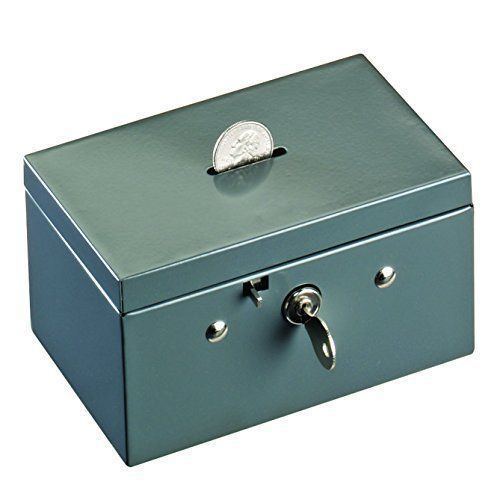 STEELMASTER Small Cash Box with Coin Slot, Disc Lock, 3.2 x 0.95 x 3.7 Inches,