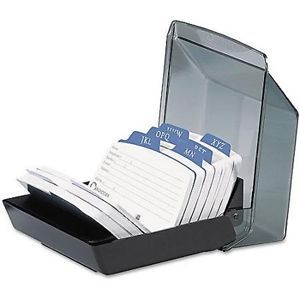 Rolodex Covered Petite Card File Contact Organizer Desktop Black 2.25&#034; X 4&#034; New