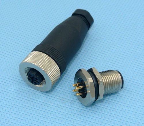 1pair M12 Thread Locking Connector 5pin Type D polarized