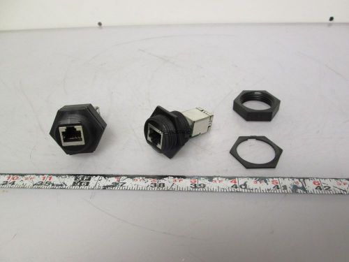 Lot of 2 rj-45 ethernet pass-through bulkhead fittings *missing cover &amp; o-rings* for sale