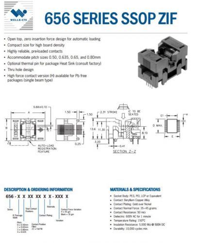 Ssop burn-in socket (656c1162215-001) for sale