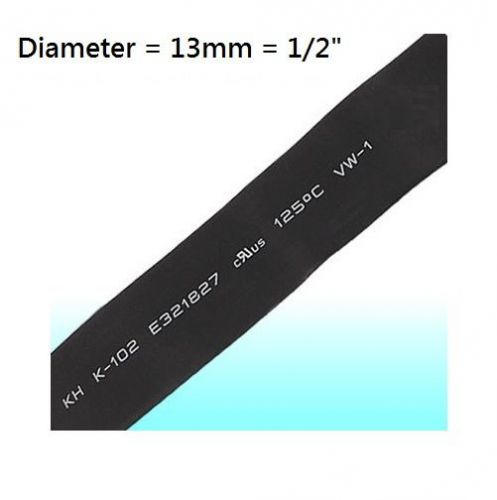 25 FT 25&#039; Feet BLACK 1/2&#034;  Polyolefin 2:1 Heat Shrink Tubing