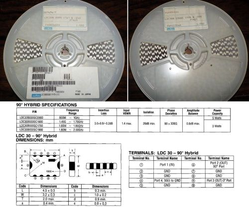 LDC30B030GC1900B+LDC30B030D1747B MURATA DIRECTIONAL COUPLERS 90° 1747MHz,1900MHz