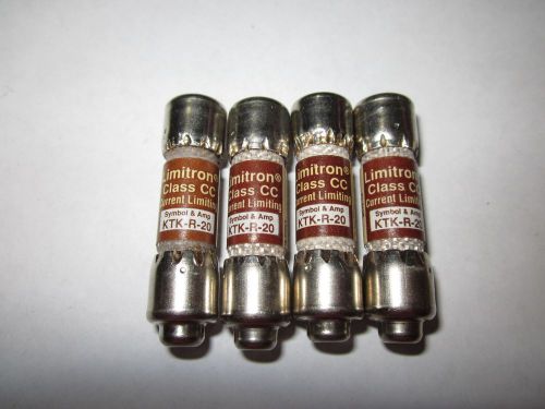 LOT OF 4 COOPER BUSSMANN LIMITRON CLASS CC KTK-R-20 FUSE NEW NO BOX KTK R 20