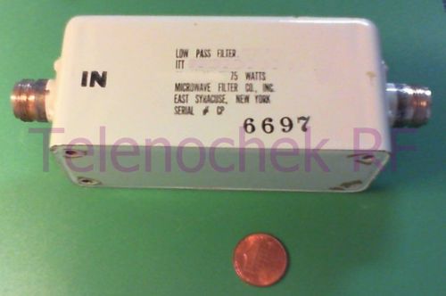 RF microwave low pass filter  380 MHz CF/  440 MHz 30dB reject/  75 Watt / data