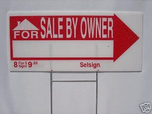 8 For Sale By Owner Yard Signs &amp; 8 Stakes (FSBO - Road Signs)