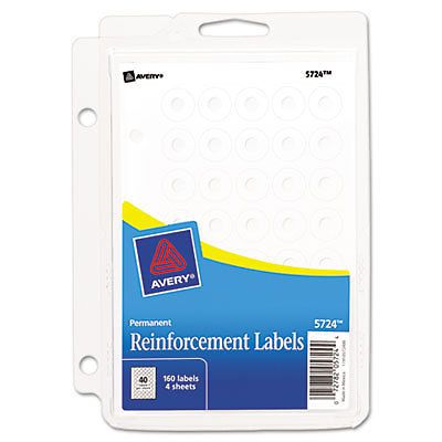 Binder Pack Hole Reinforcements, 1/4&#034; Diameter, White, 160/Pack 05724