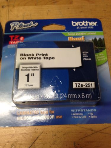 Brother TZe-251 Black on White P-touch Tape, Genuine TZe251, TZ251, TZ-251 label