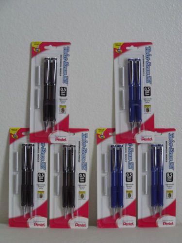 NEW 6 PENTEL 2 PACK TWIST-ERASE III FINE 0.5mm #2 MECHANICAL PENCILS 12756