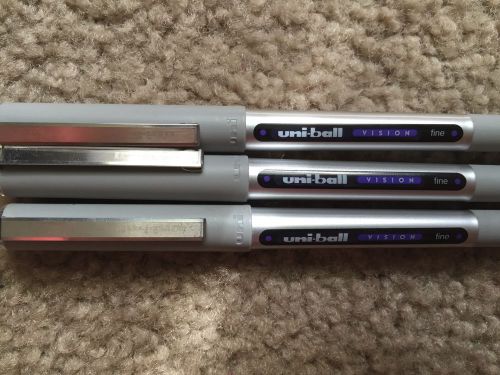 Uni-ball® Vision Rollerball Pens, 0.7 mm, Fine Point, Gray, Set of 3 Purple
