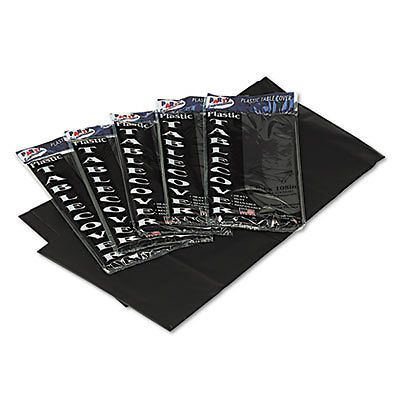 Table Set Rectangular Table Covers, Heavyweight Plastic, 54 x 108, Black, 6/Pack