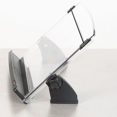 In-Line Adjustable Desktop Copyholder, Plastic, 150 Sheet Capacity, Black/Clear