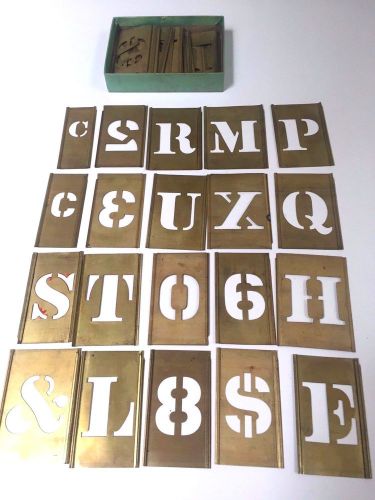 Vintage Reese&#039;s Interlocking Adjustable Brass Stencils 1 1/2&#034; A thru Z, &amp;, $, C