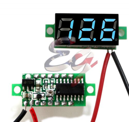 Blue DC 0-30V 2 Wire LED Display Digital Voltage Voltmeter Panel Car Motorcycle