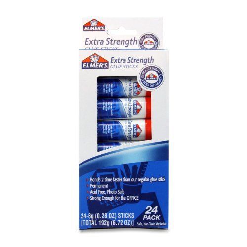 Elmer&#039;s Extra Strength Office Glue Sticks, 0.28 Ounces Each, White, 24 Sticks